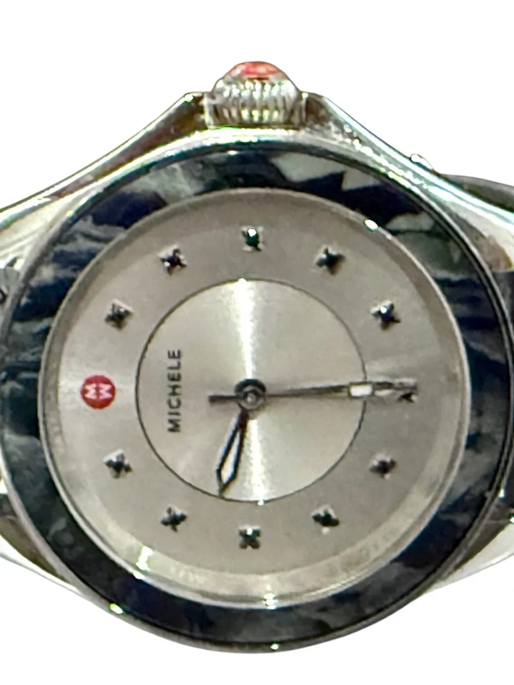 Michele Cape Grey Mist Silver Dial Watch with Gray Strap